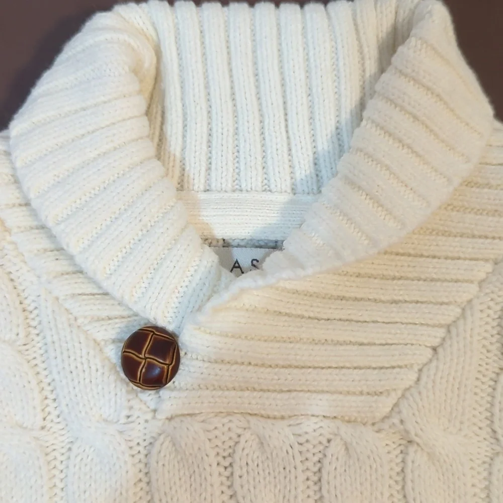 Aspen Kids Sweater One Piece Outfit 0-3 months White Cableknit Romper Bodysuit